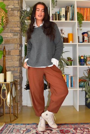 Bengaline Carrot Leg Trouser Rust